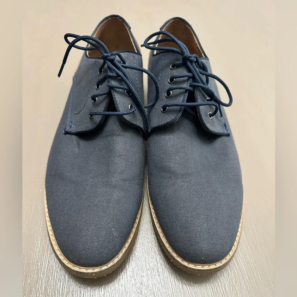 Steve Madden Men’s Blue Canvas Leather Lace-up Oxfords Shoes Brown Sole Size 12